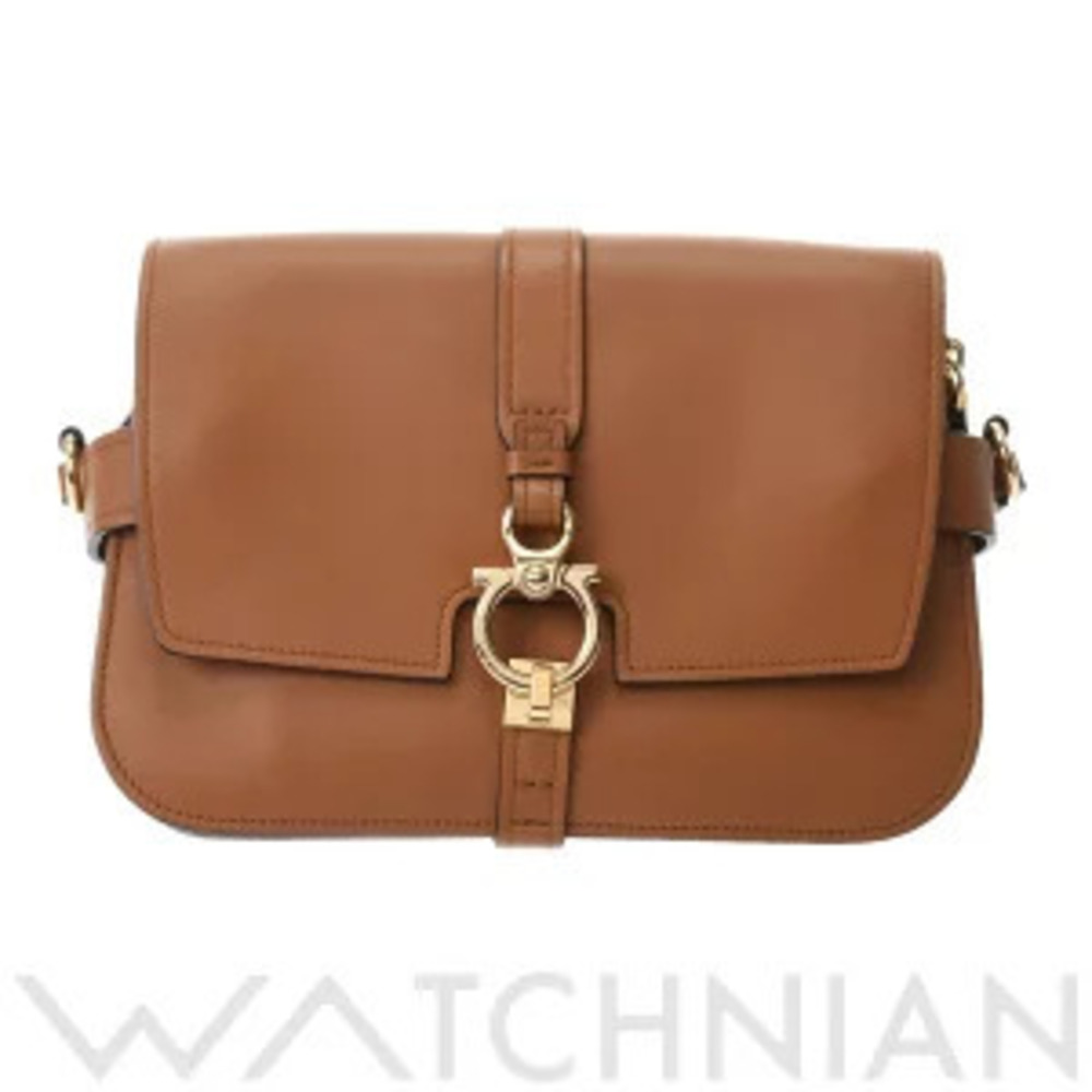 Salvatore Ferragamo Shoulder Bag Brown Calfskin
